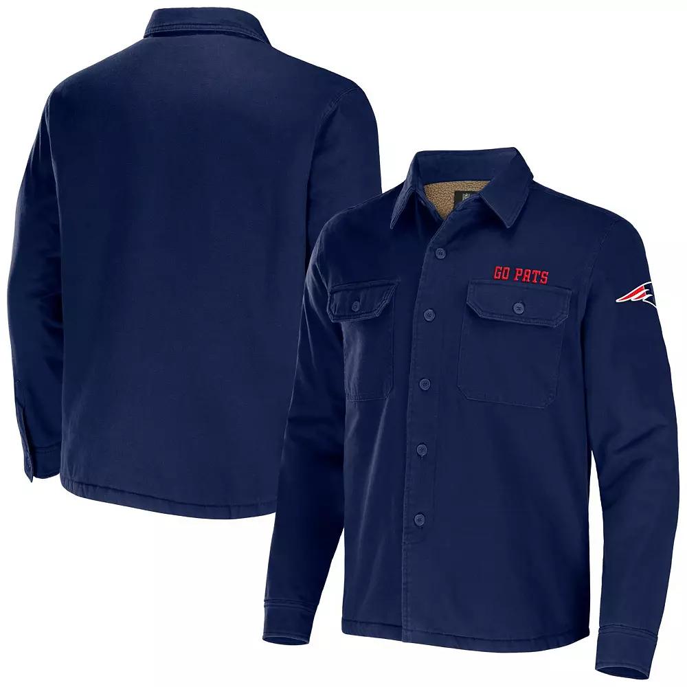 Men's NFL x Darius Rucker Collection by Fanatics Navy New England Patriots Canvas Button-Up Shirt Jacket,  Product Image