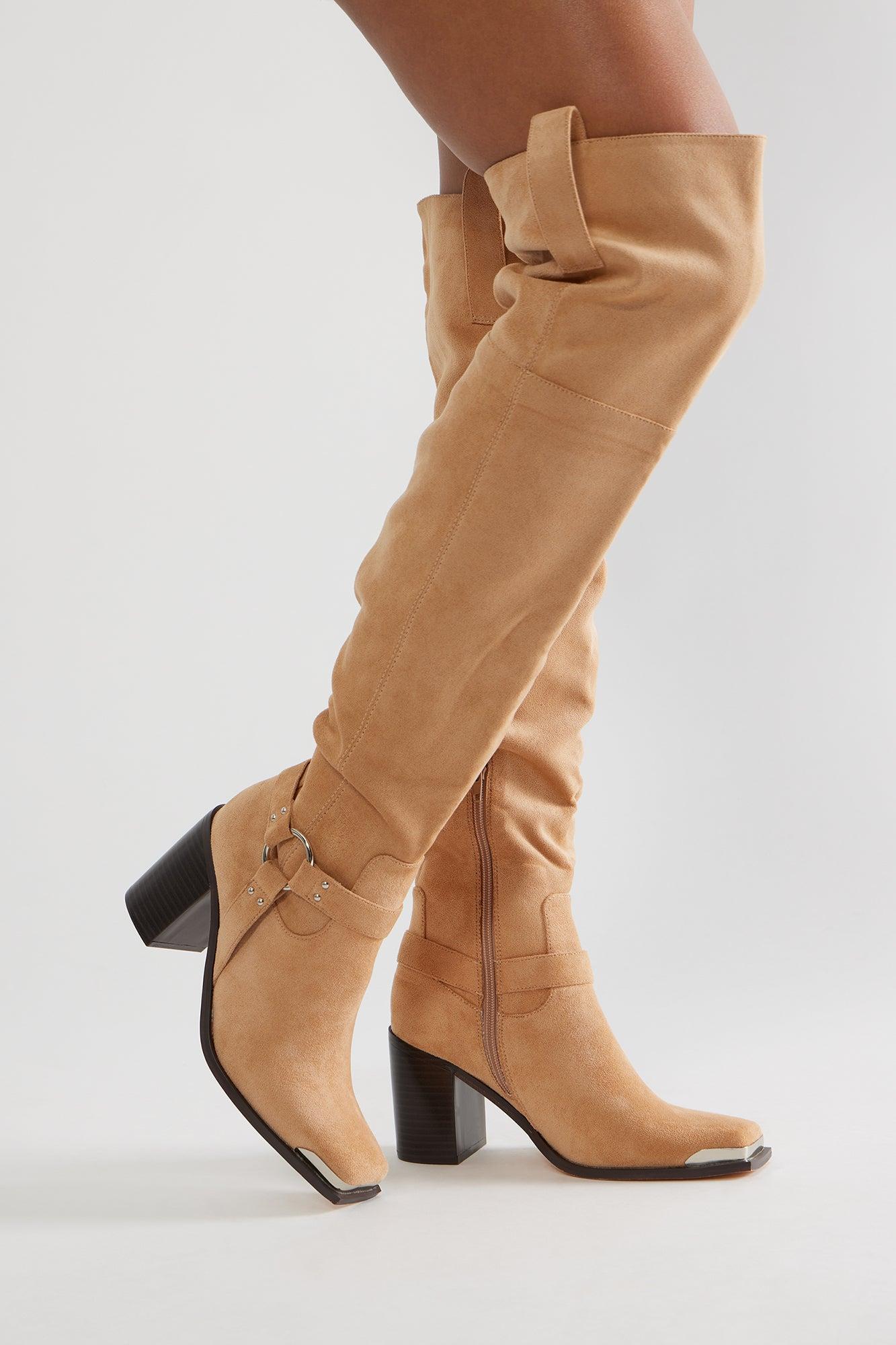 Nevada Thigh High Boots - Nude Product Image