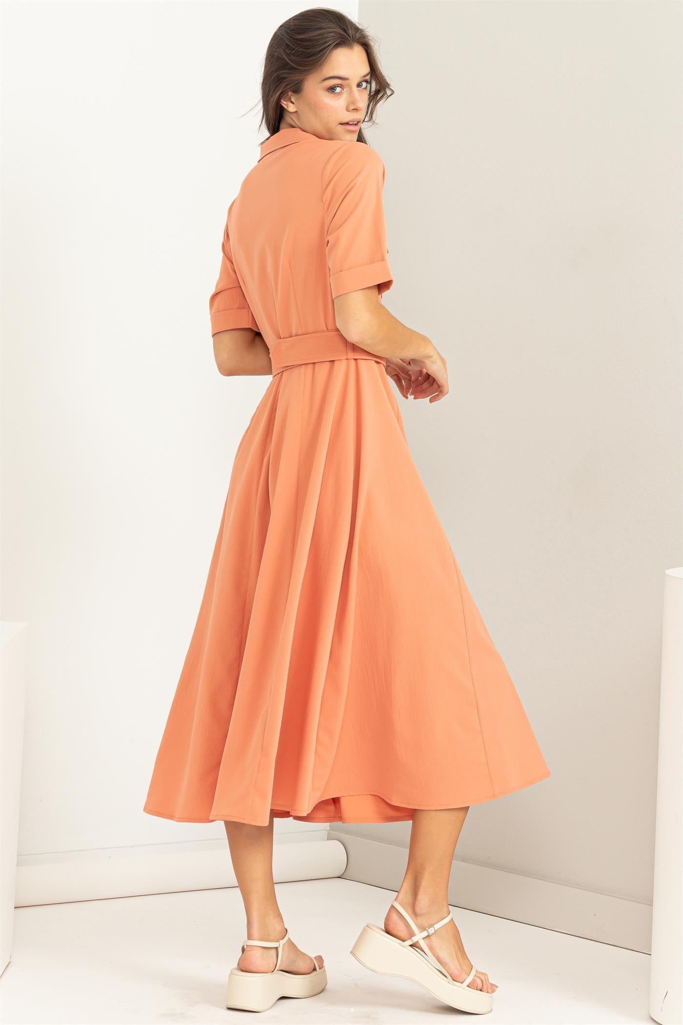 Flare Papaya Shirt Buttons Dress Product Image