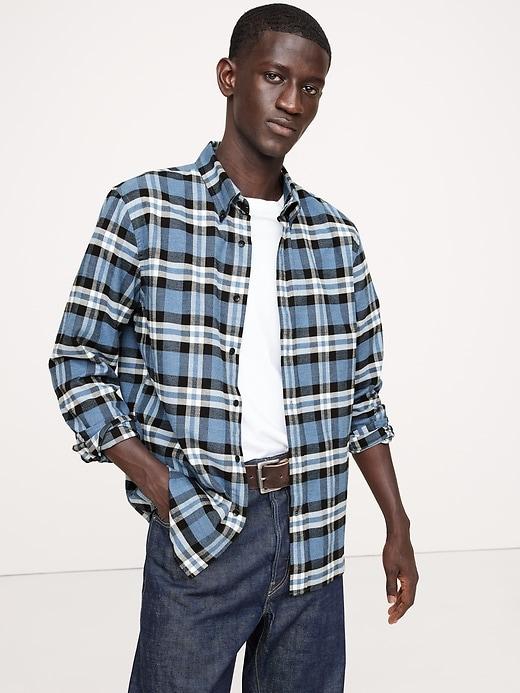 Standard-Fit Cotton Flannel Shirt Product Image
