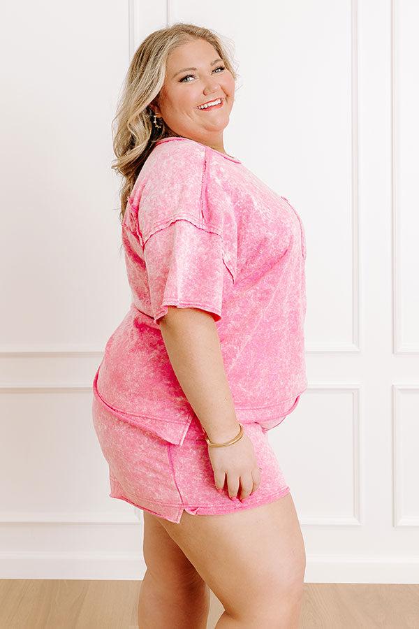 Road Trip Ready Oversized Vintage Wash Tee in Pink Curves Product Image