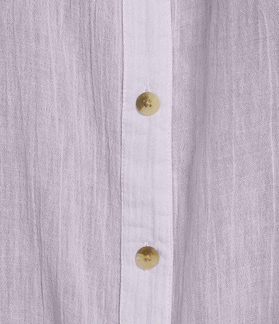 Westbound Plus Size Banded Collar 3/4 Sleeve Button Front Top Product Image