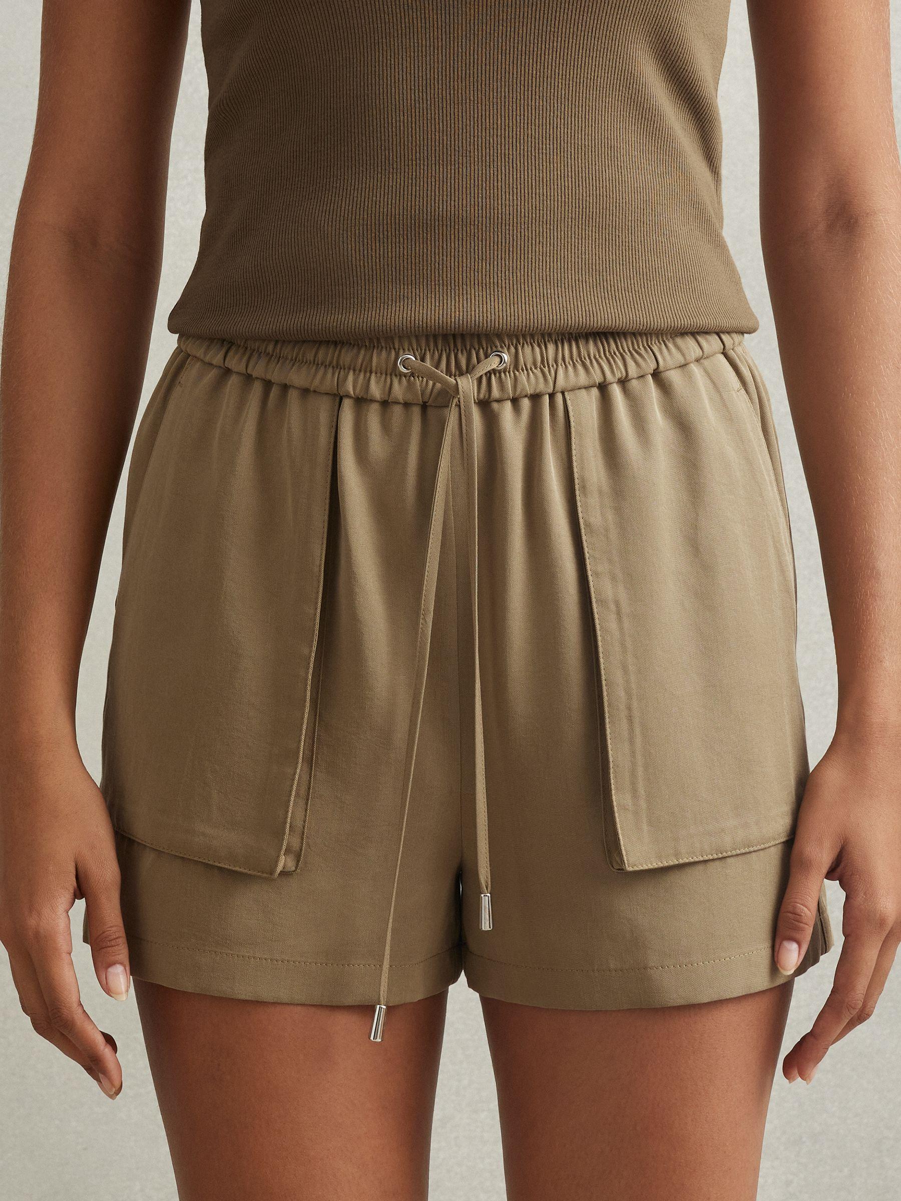 Drawstring Shorts with TENCEL™ Fibers in Khaki Product Image