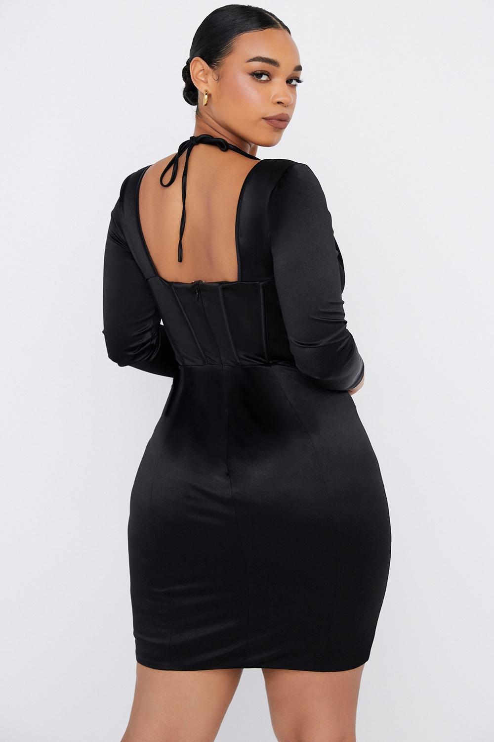 Grazia  black disco satin corset dress Product Image