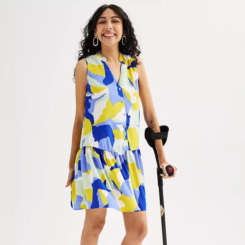 Women’s Nine West Adaptive Button Front Ruffle Hem Dress, Women's,  Product Image