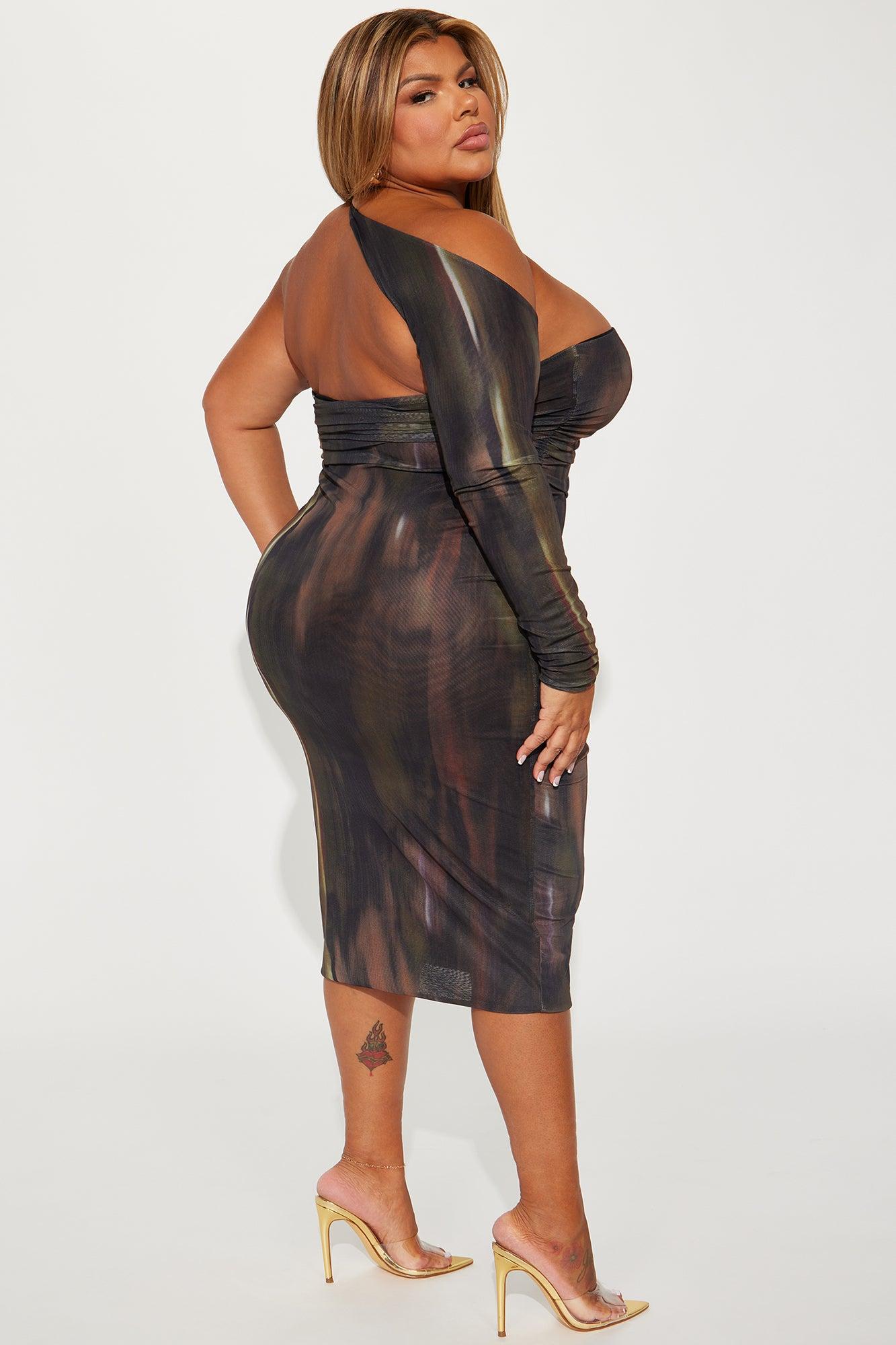 Viviana Mesh Midi Dress - Brown/combo Product Image