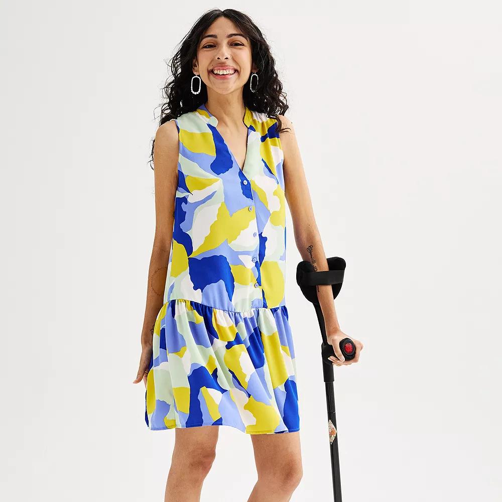 Women’s Nine West Adaptive Button Front Ruffle Hem Dress, Women's,  Product Image