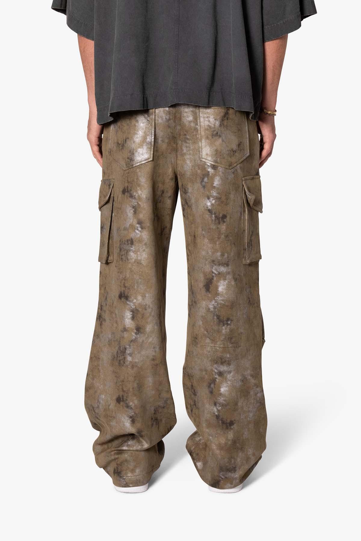 Baggy Dual Tone Sueded Cargo Pants - Olive Product Image