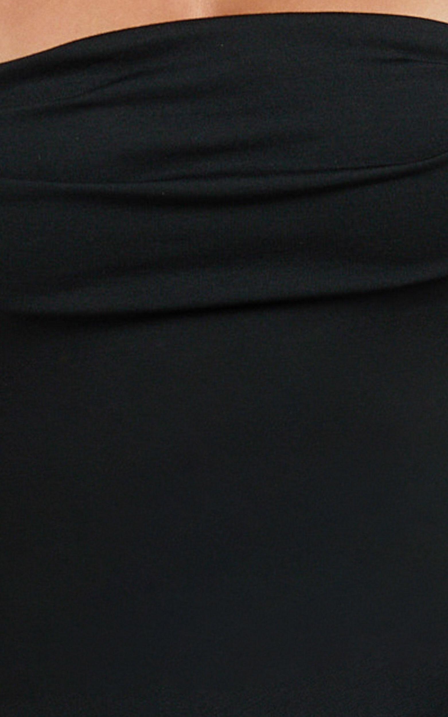 Tiffy Midi Dress - Square Neck Ruched Bodycon Dress in Black Product Image