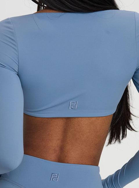Set Point Active Square Neck Long Sleeve Top Blue Product Image