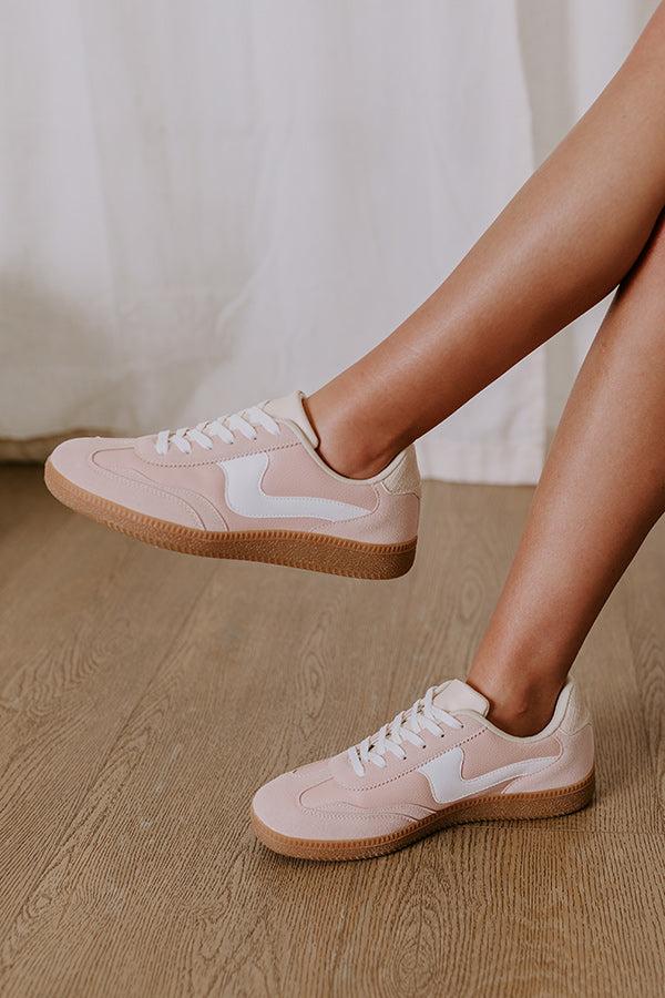The Miley Faux Leather Sneaker in Blush Product Image