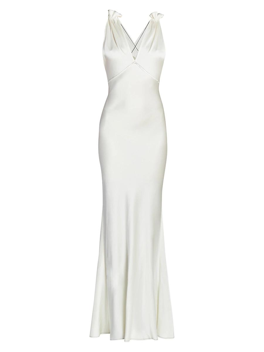 Womens Satin Gathered Shoulder Cami Gown Product Image