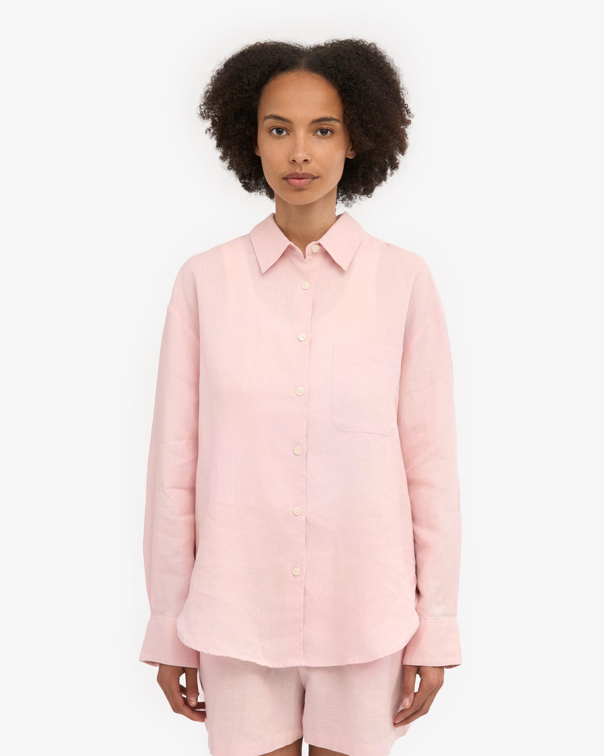 Linen Oversized Shirt - Faded Pink Product Image