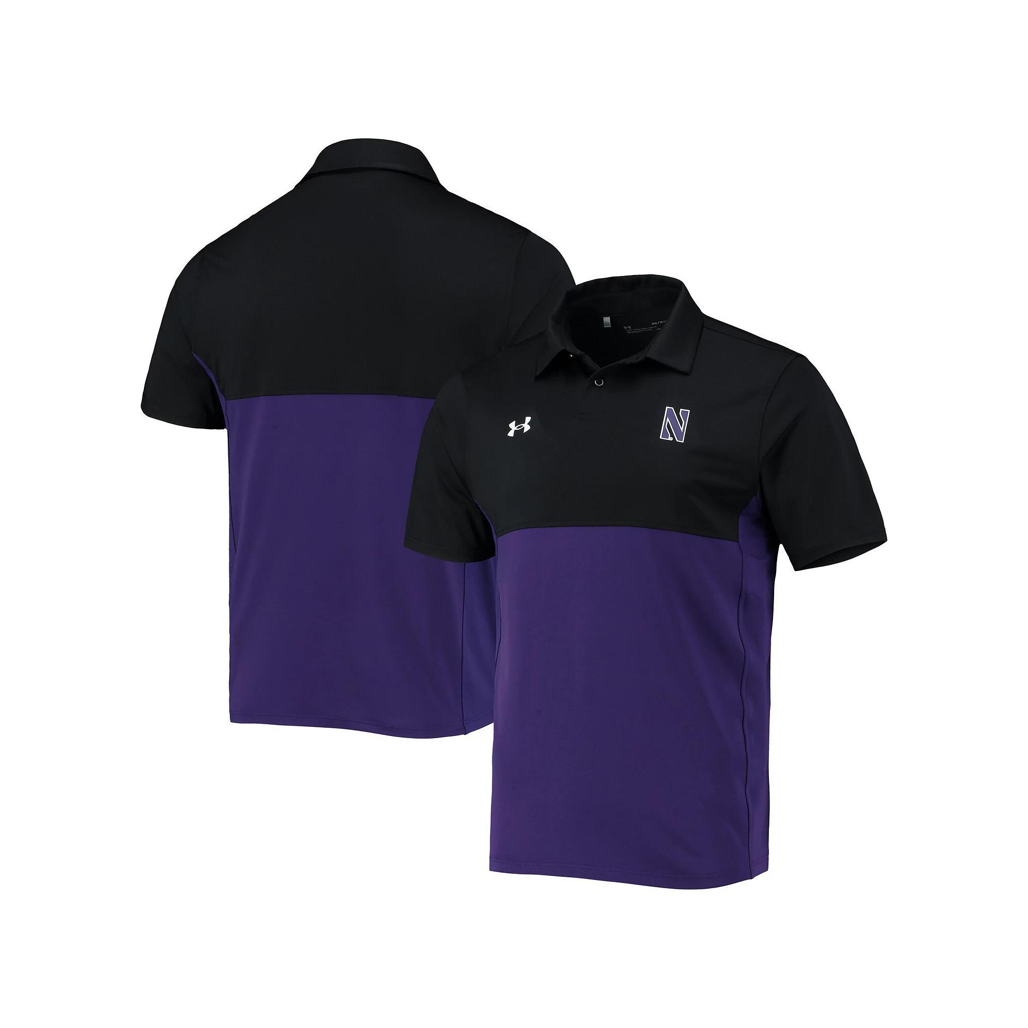 Men's Under Armour Black/Purple Northwestern Wildcats 2022 Blocked Coaches Performance Polo, Size: XL Product Image