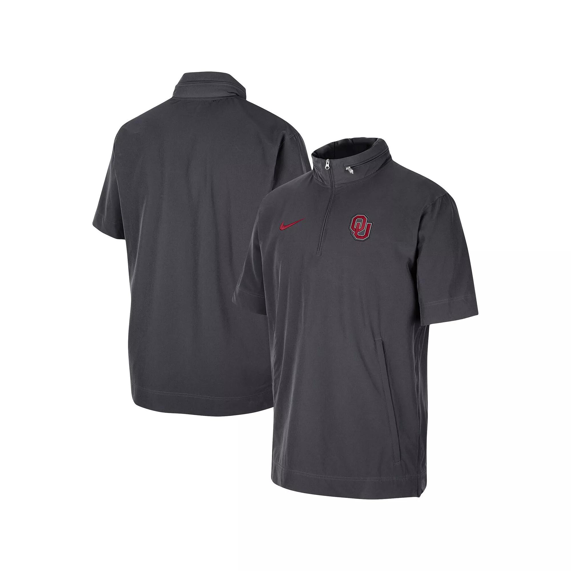 Men's Nike Anthracite Oklahoma Sooners Coaches Half-Zip Short Sleeve Jacket,  Product Image