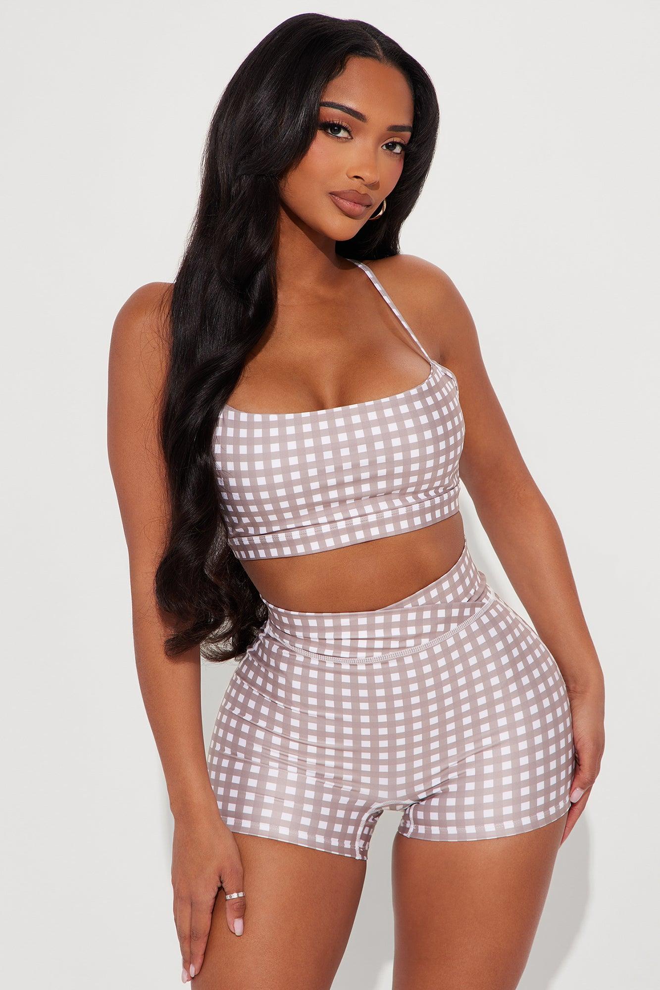 Caddy Collective Gingham Active Set - Taupe Product Image