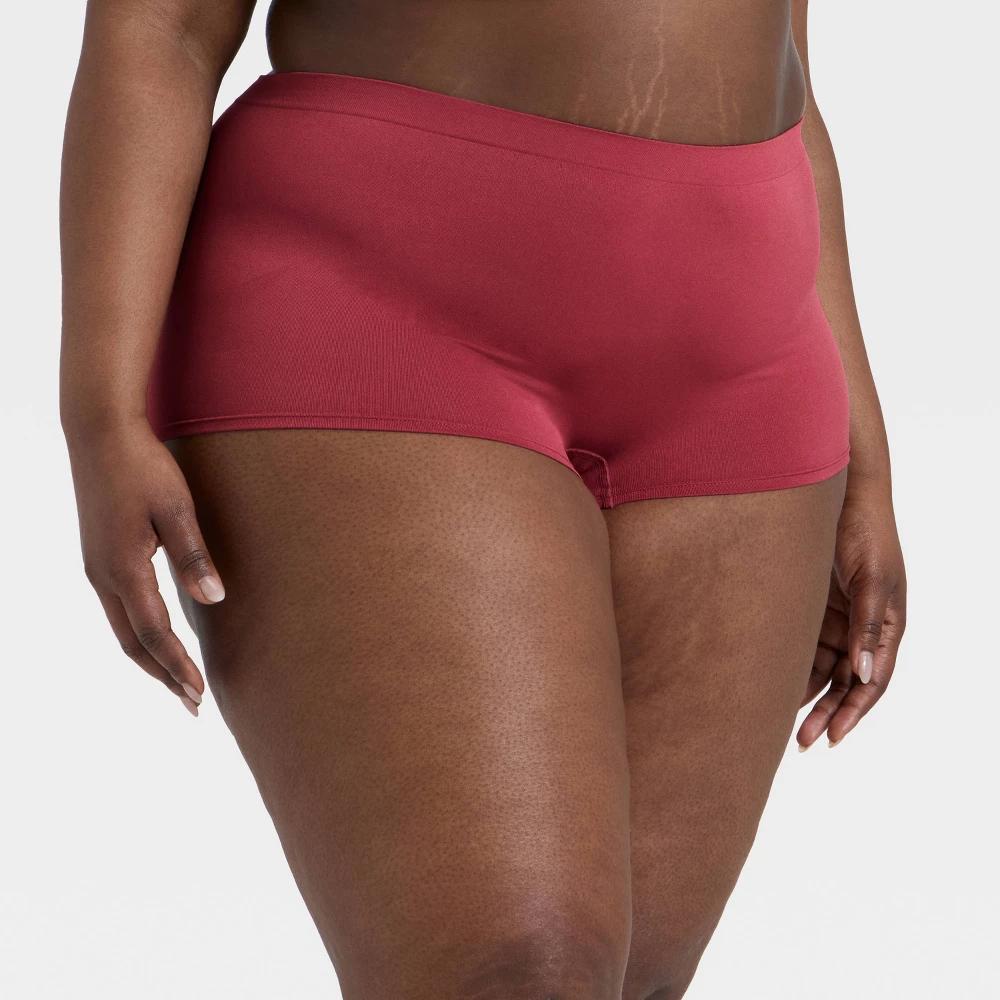 Women's Seamless Boy Shorts Underwear - Auden™ Burgundy 1X Product Image