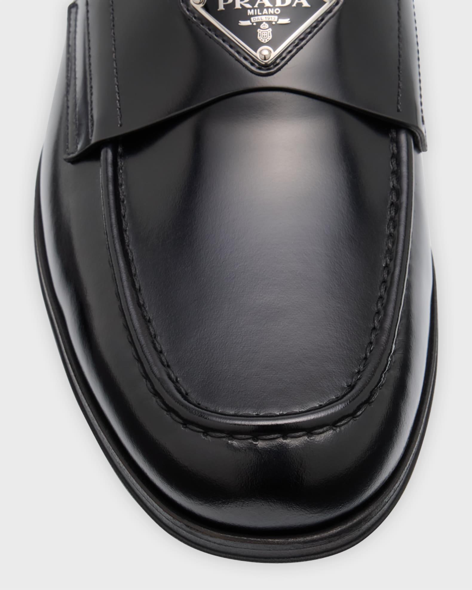 Men's Enameled Logo Leather Penny Loafers Product Image
