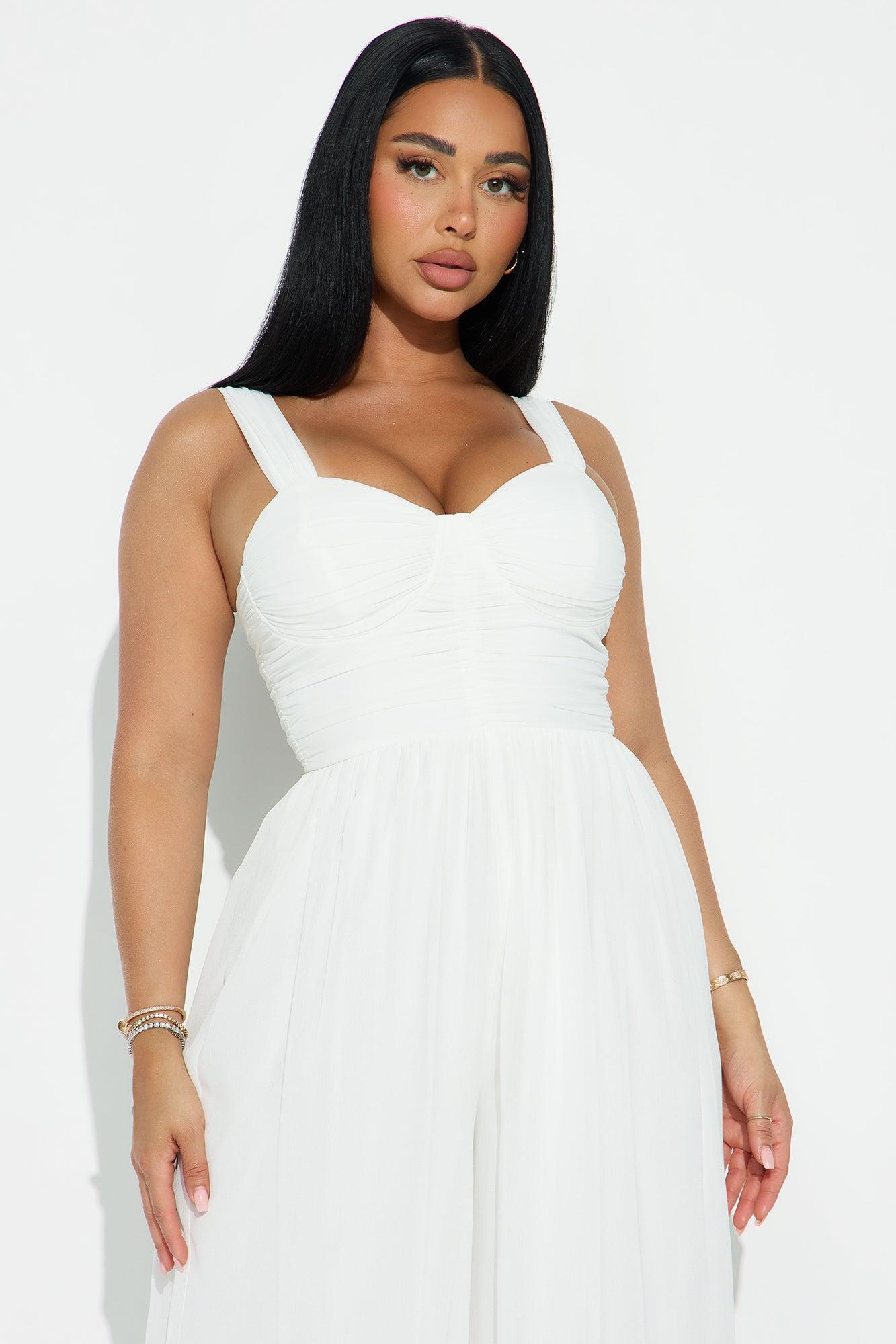 Kesia Chiffon Wide Leg Jumpsuit - Ivory Product Image