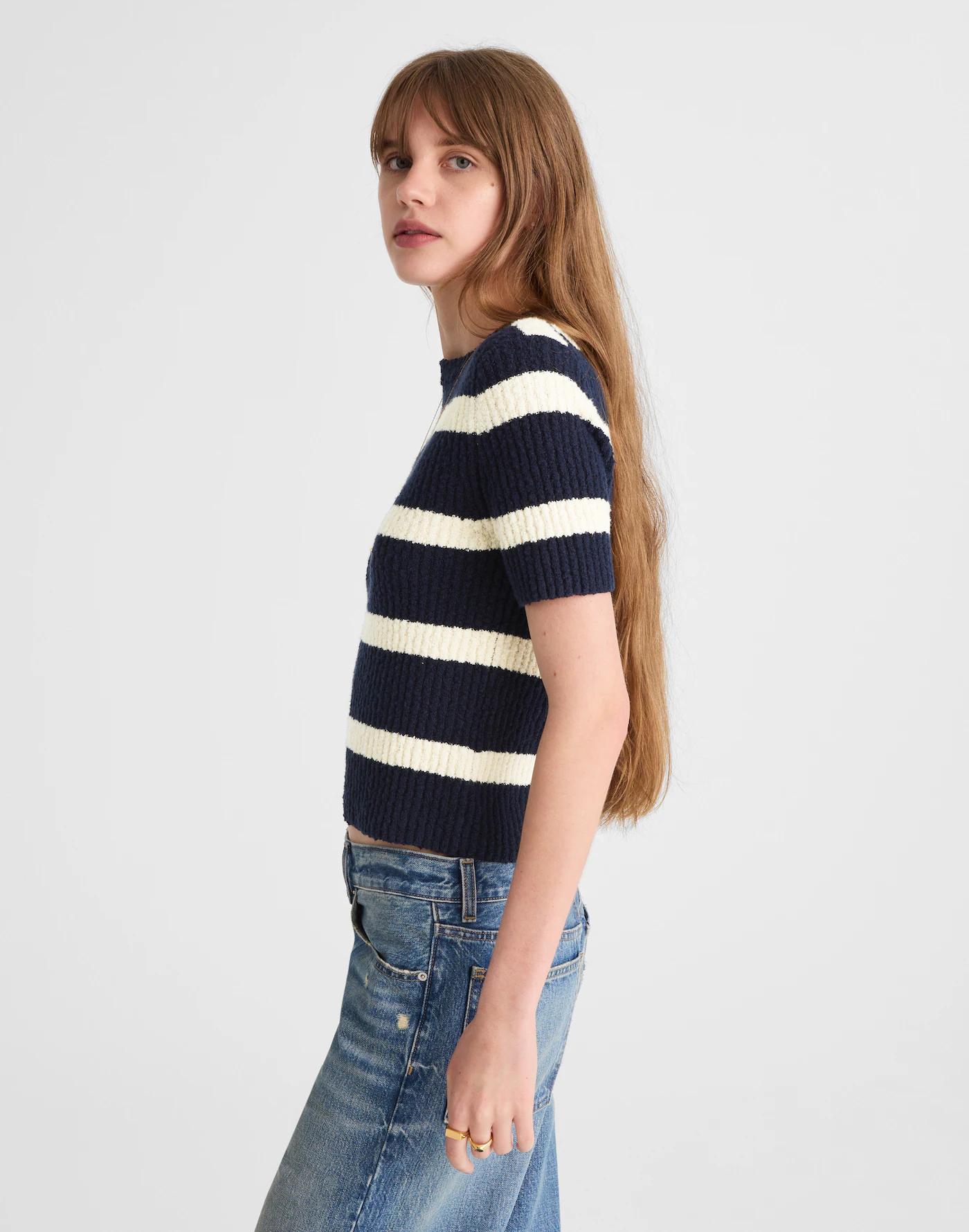 Bouclé-Knit Crewneck Sweater Tee Product Image