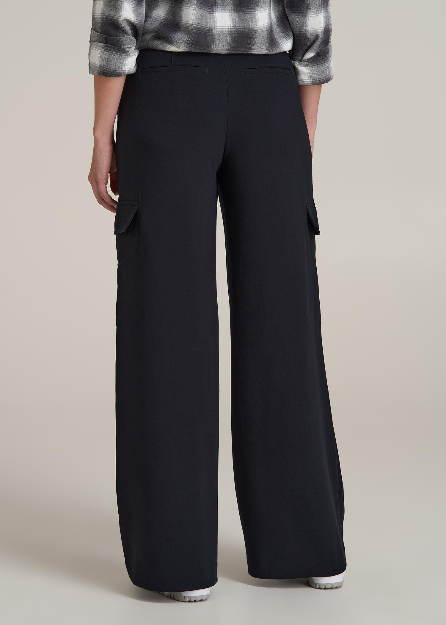 Cargo Wide Leg Dress Pants for Tall Women in Black Female Product Image