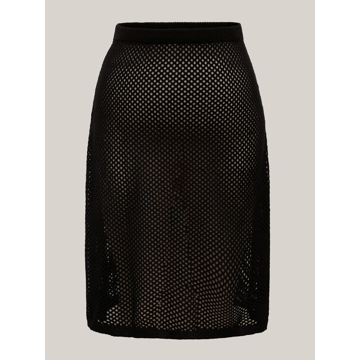 Plus Size Two-Piece Cut-Out Swim Cover-Up Women's Swimwear Black Beach Loose Tie knot Curve Swim Cover Ups BloomChic 12/L Product Image