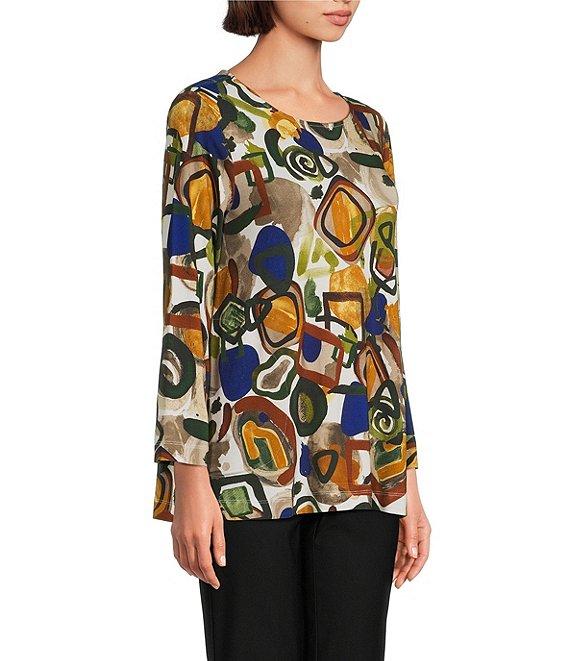 Ali Miles Printed Round Neck 3/4 Sleeve Tunic Product Image