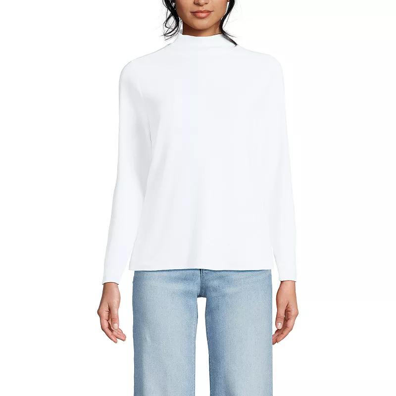 Women's Lands' End Rib Skimming Long Sleeve Mock Neck Top,  Product Image