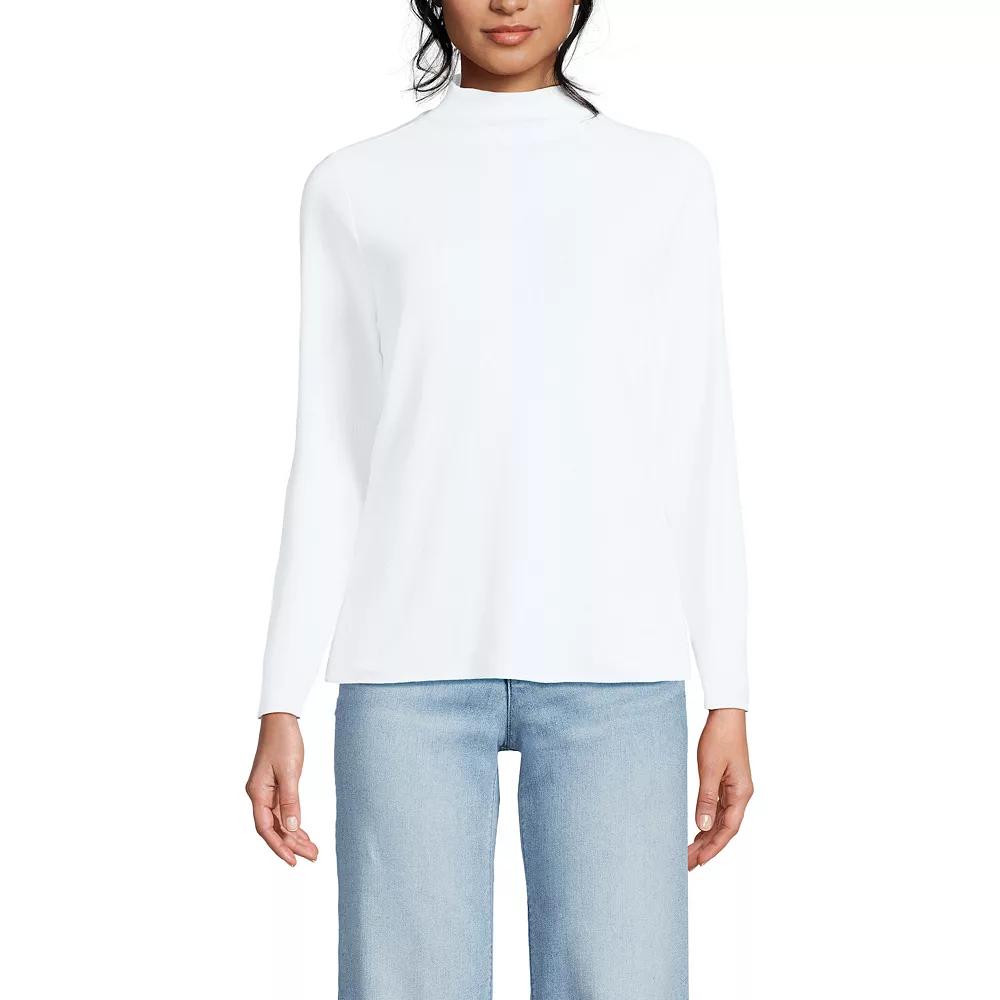Women's Lands' End Rib Skimming Long Sleeve Mock Neck Top,  Product Image