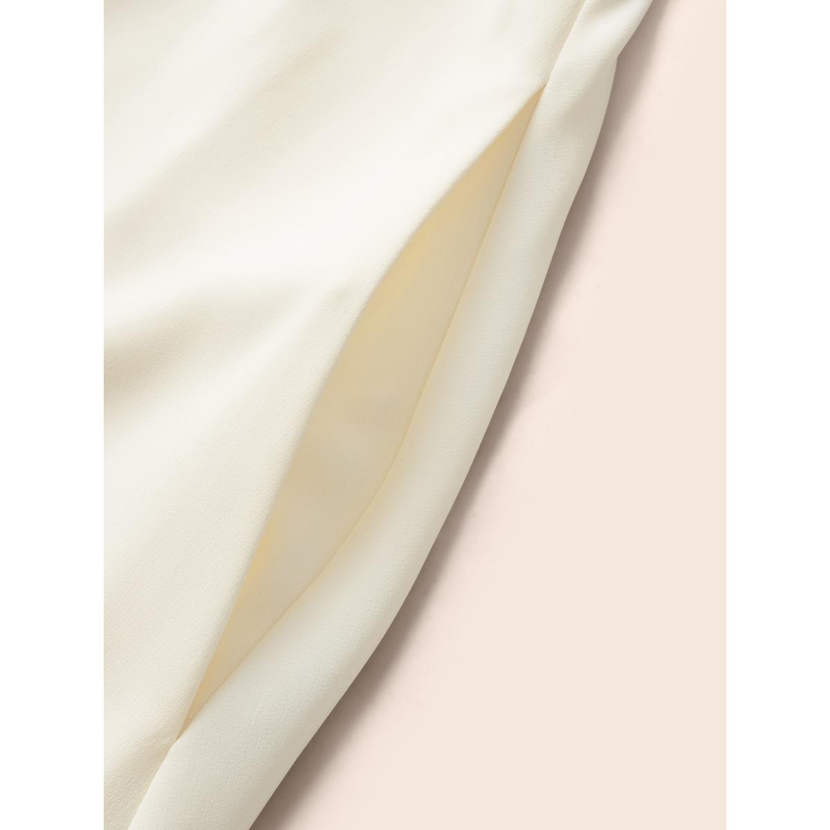 Plus Size V Neck Button Detail Sleeveless Dress Ivory Women At the Office Button V-neck Sleeveless Curvy BloomChic 30/6X Product Image