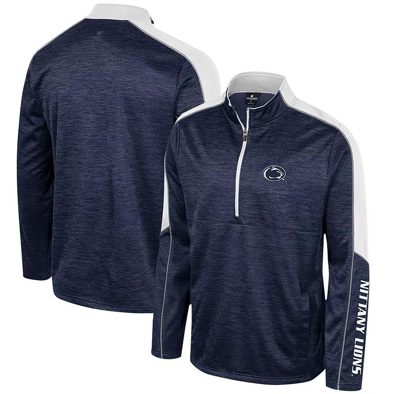 Men's Colosseum Navy Penn State Nittany Lions Marled Half-Zip Jacket,  Product Image