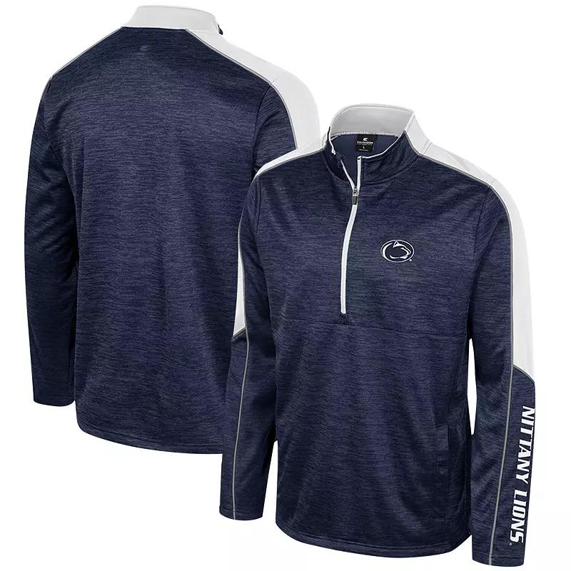 Men's Colosseum Navy Penn State Nittany Lions Marled Half-Zip Jacket,  Product Image