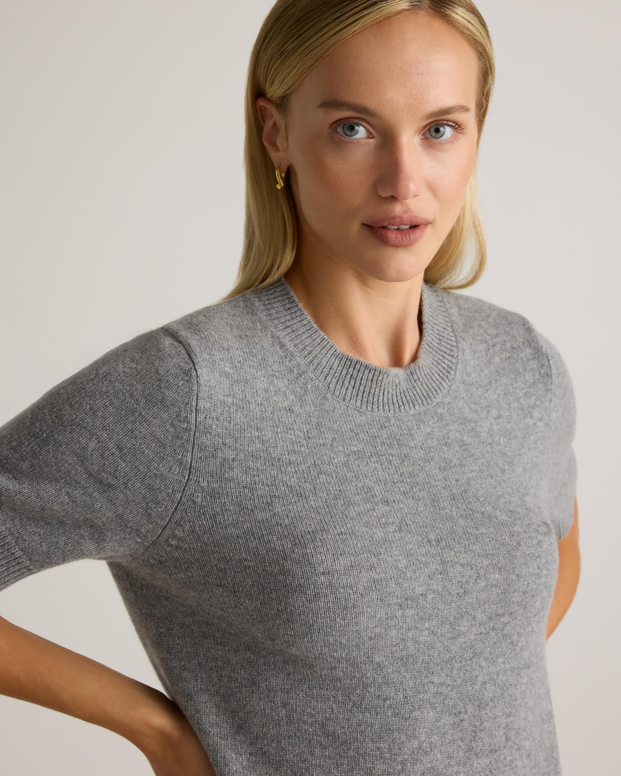 Quince | Women's Mongolian Cashmere Short Sleeve Mini Dress Size XS Product Image