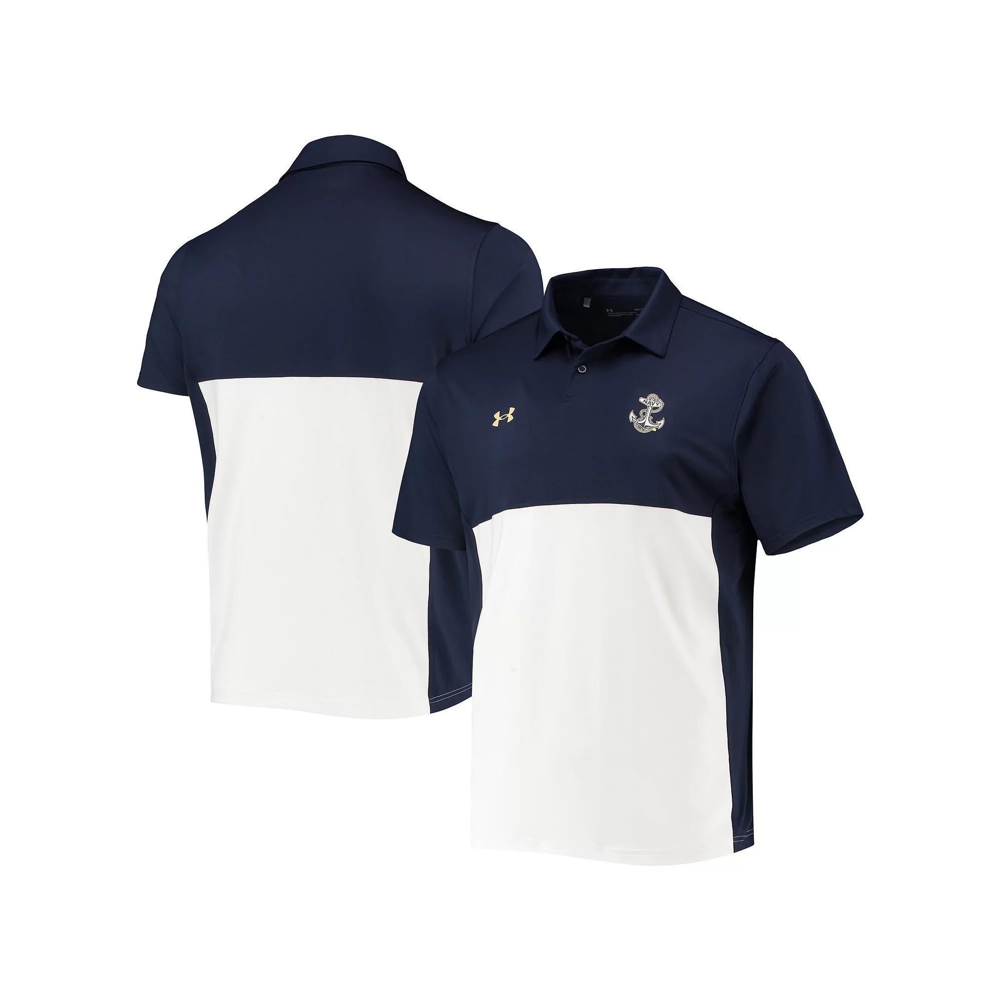 Men's Under Armour Navy/White Navy Midshipmen 2022 Blocked Coaches Performance Polo, Size: 3XL, Blue Product Image