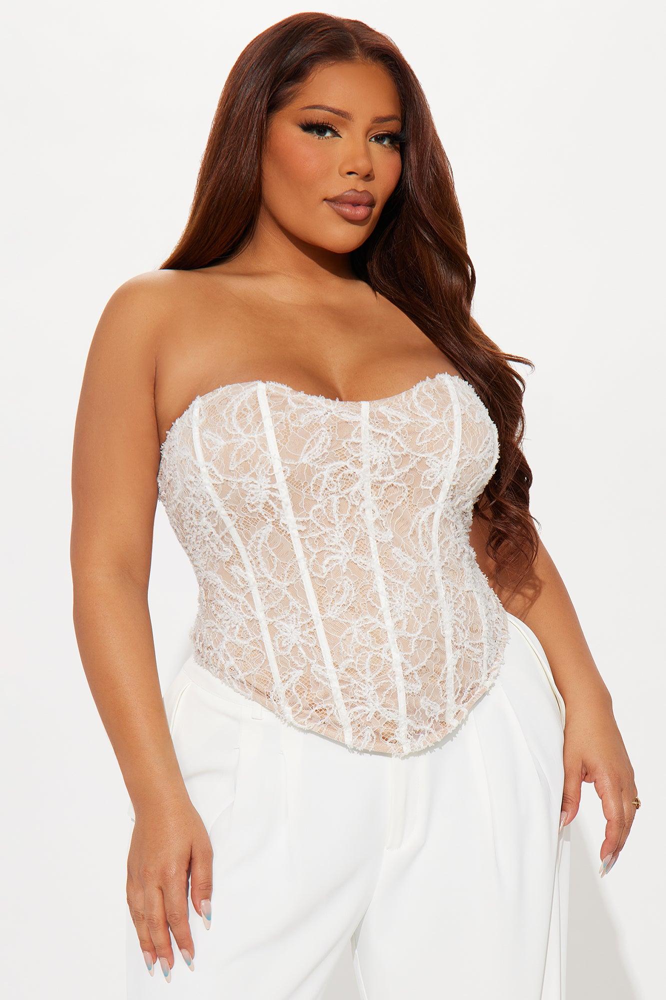 Love Notes Lace Corset Top - White Product Image
