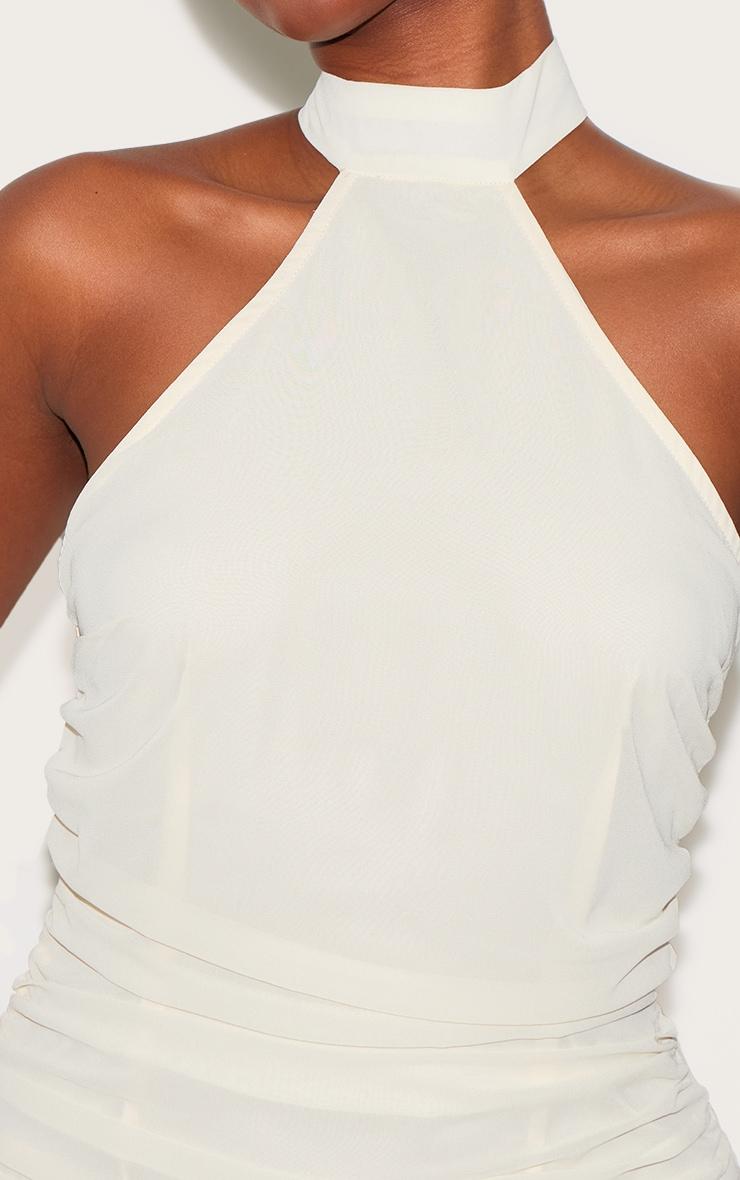 Almond Chiffon Halter Neck Mini Dress Product Image