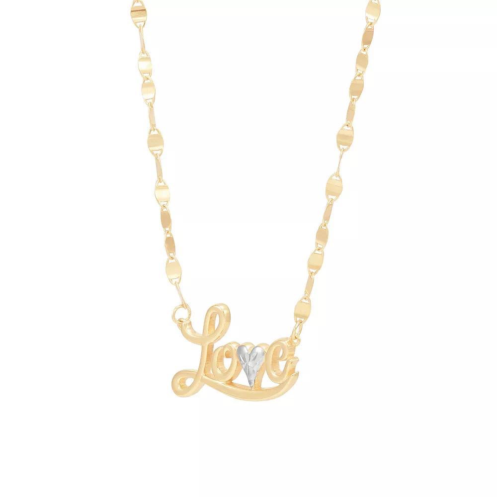 Everlasting Gold 10k Gold Textured Love Pendant Necklace, Womens Product Image