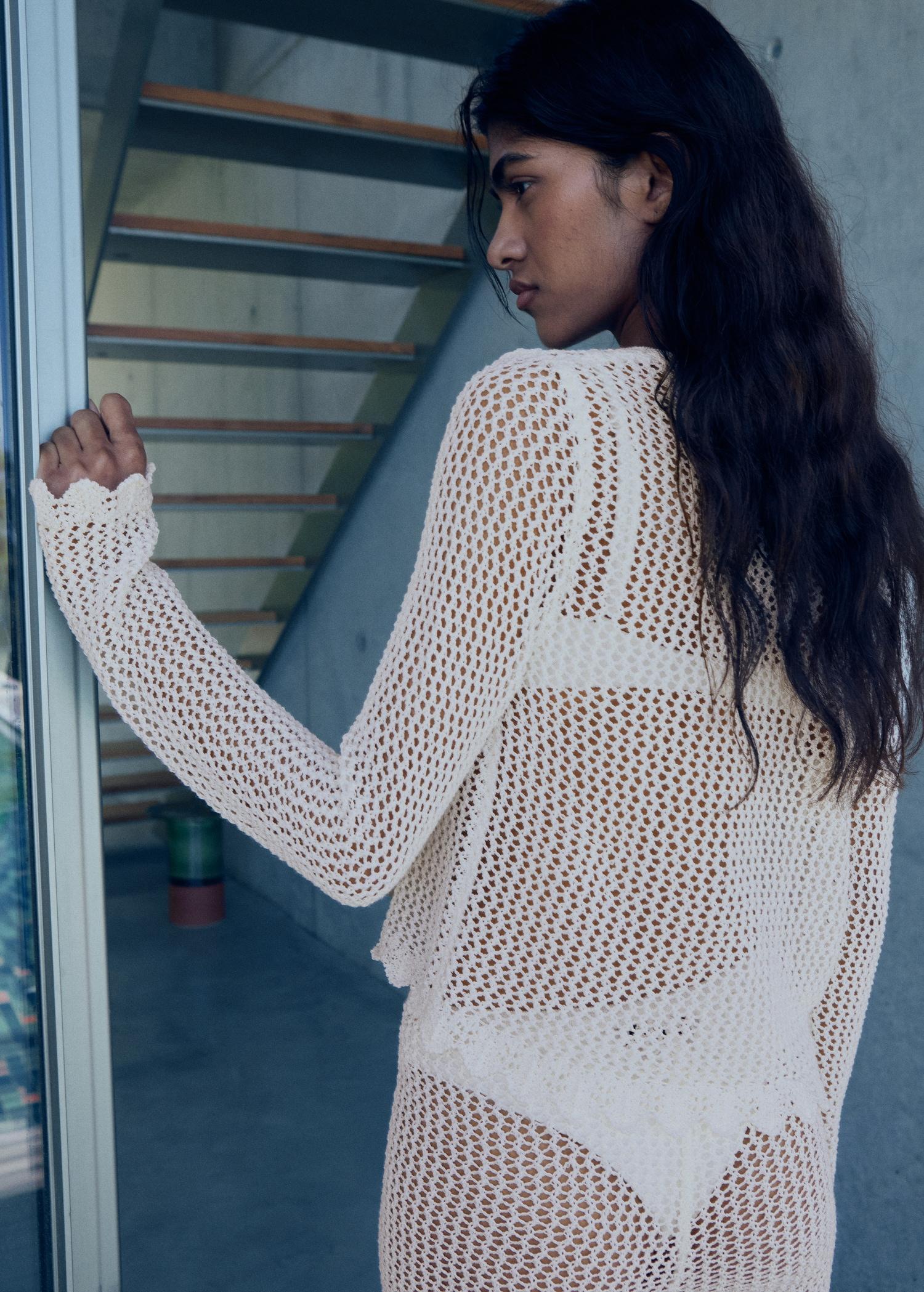 Crochet cardigan with buttons - Women | MANGO USA Product Image