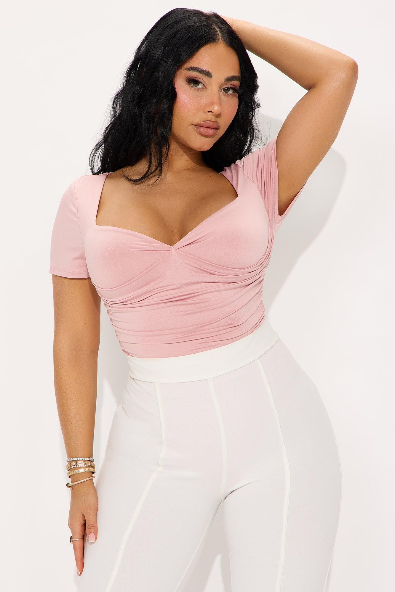 Genevieve Short Sleeve Bodysuit - Pink Product Image