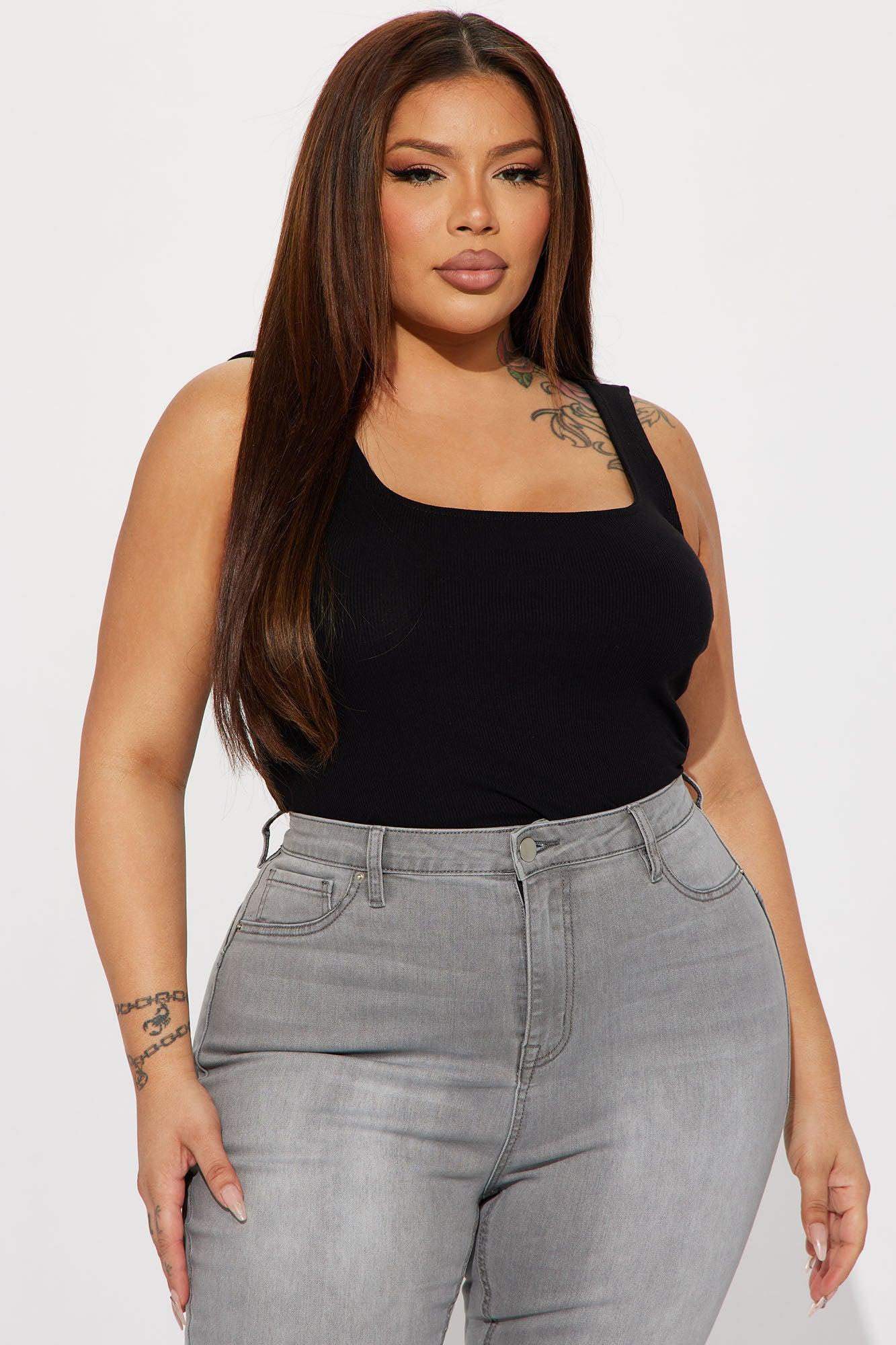 Kimmy Square Neck Tank - Black Product Image