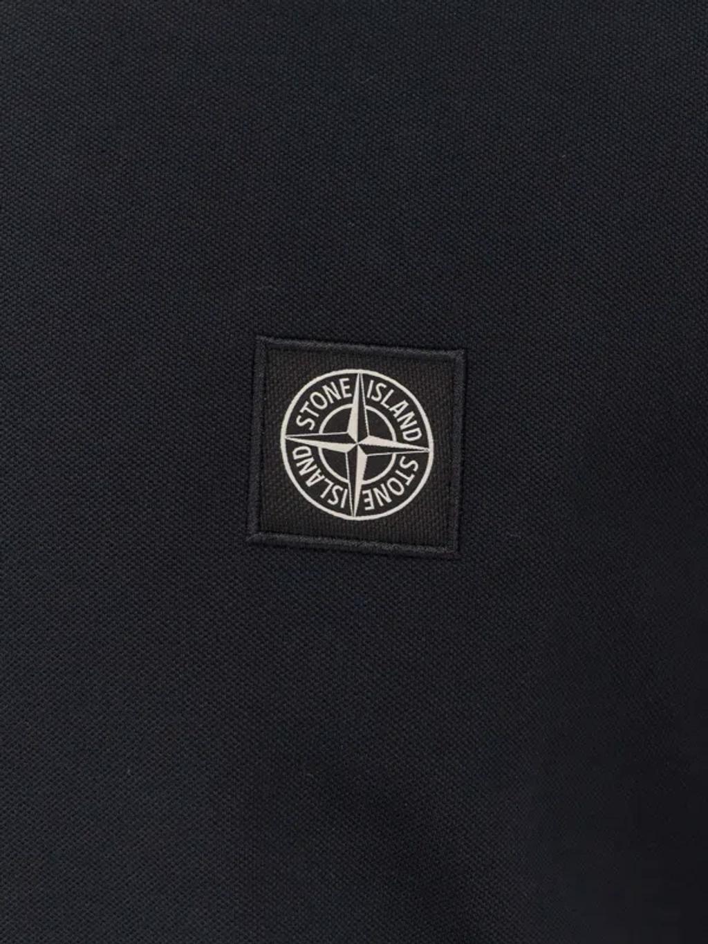 STONE ISLAND Mens Black Brand-patch Regular-fit Stretch-cotton Polo Shirt Xl Product Image