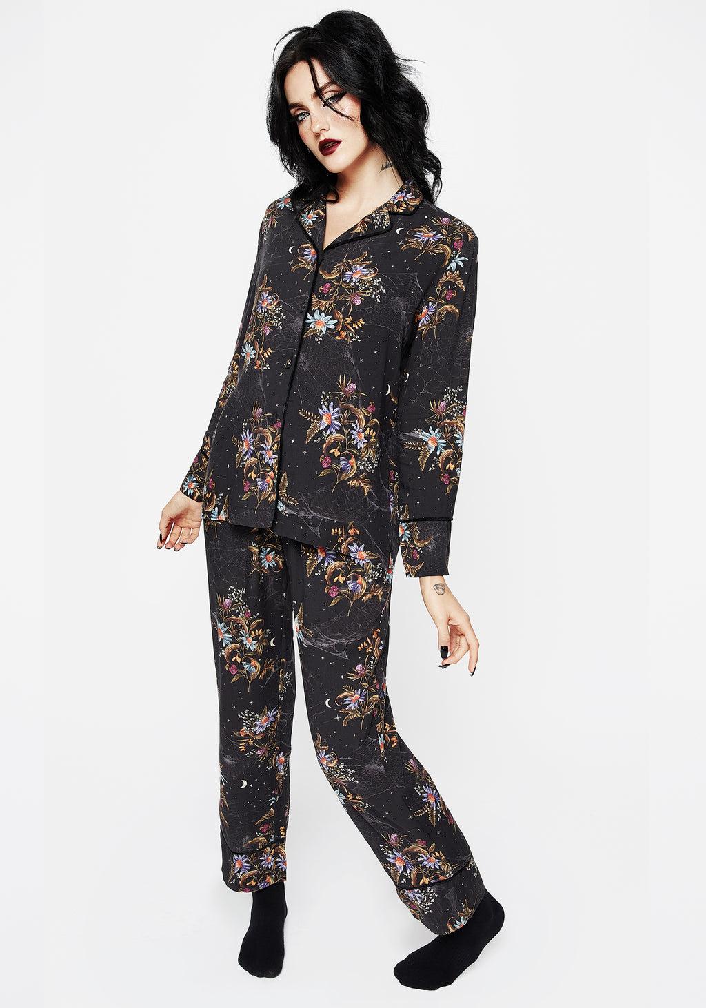 Cleome Floral Spiderweb Button Up Pyjama Top Product Image