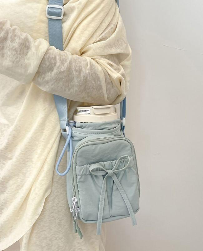 Plain Bow Accent Nylon Crossbody Bag Product Image