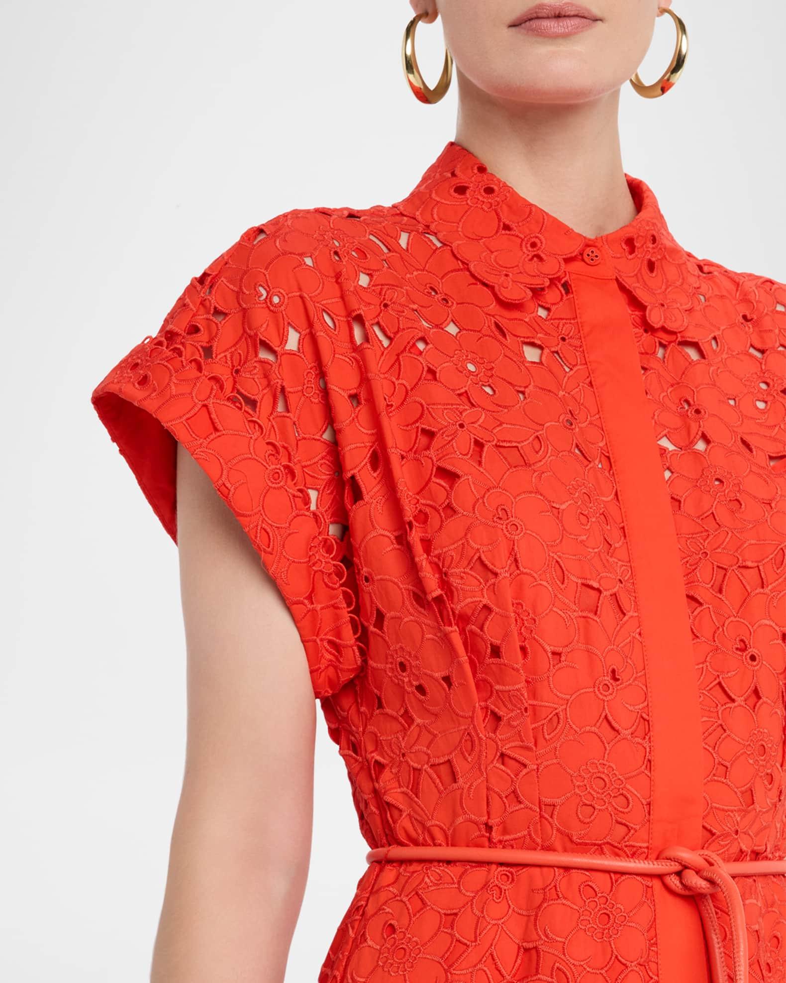 Blaire Pleated Floral Lace Midi Shirtdress Product Image