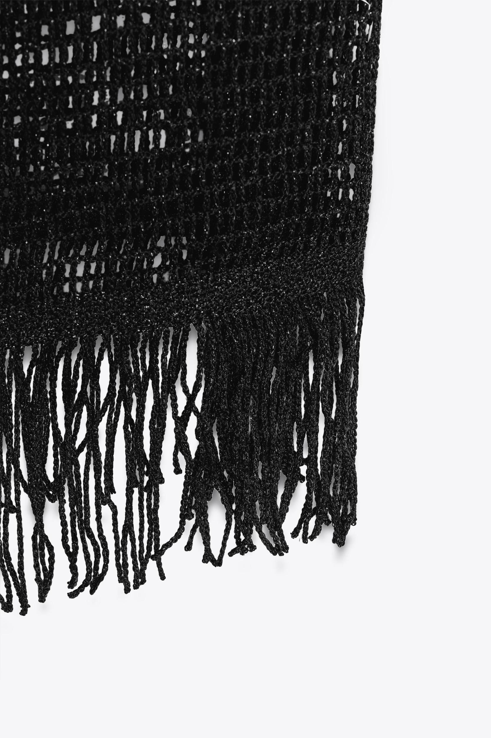 FRINGED STRAPLESS MIDI DRESS Product Image