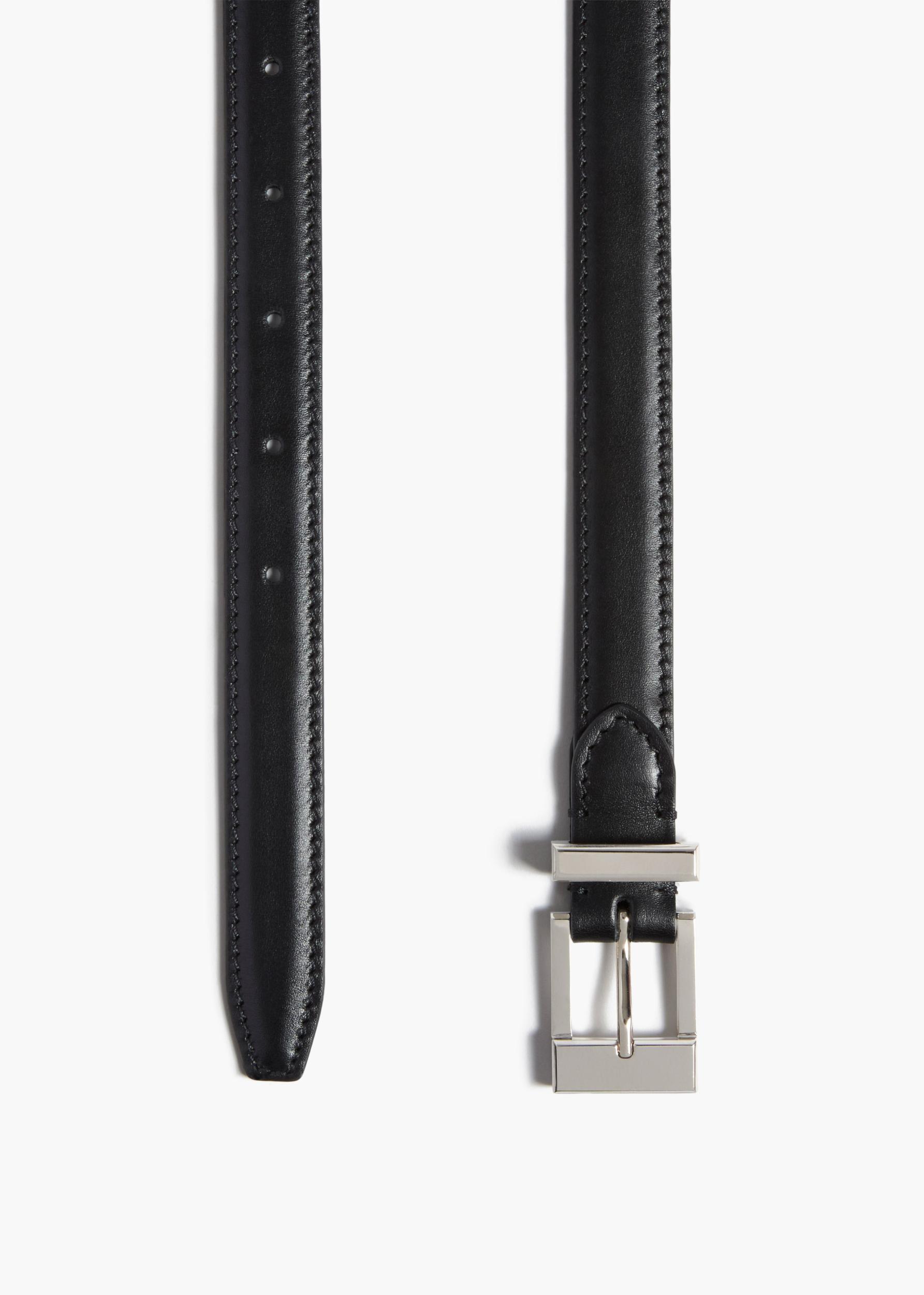 Manhattan Belt in Black Leather with Silver Product Image