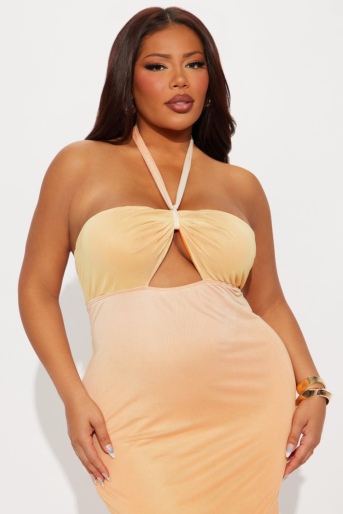 Sunset Dreams Mesh Maxi Dress - Orange/combo Female Product Image