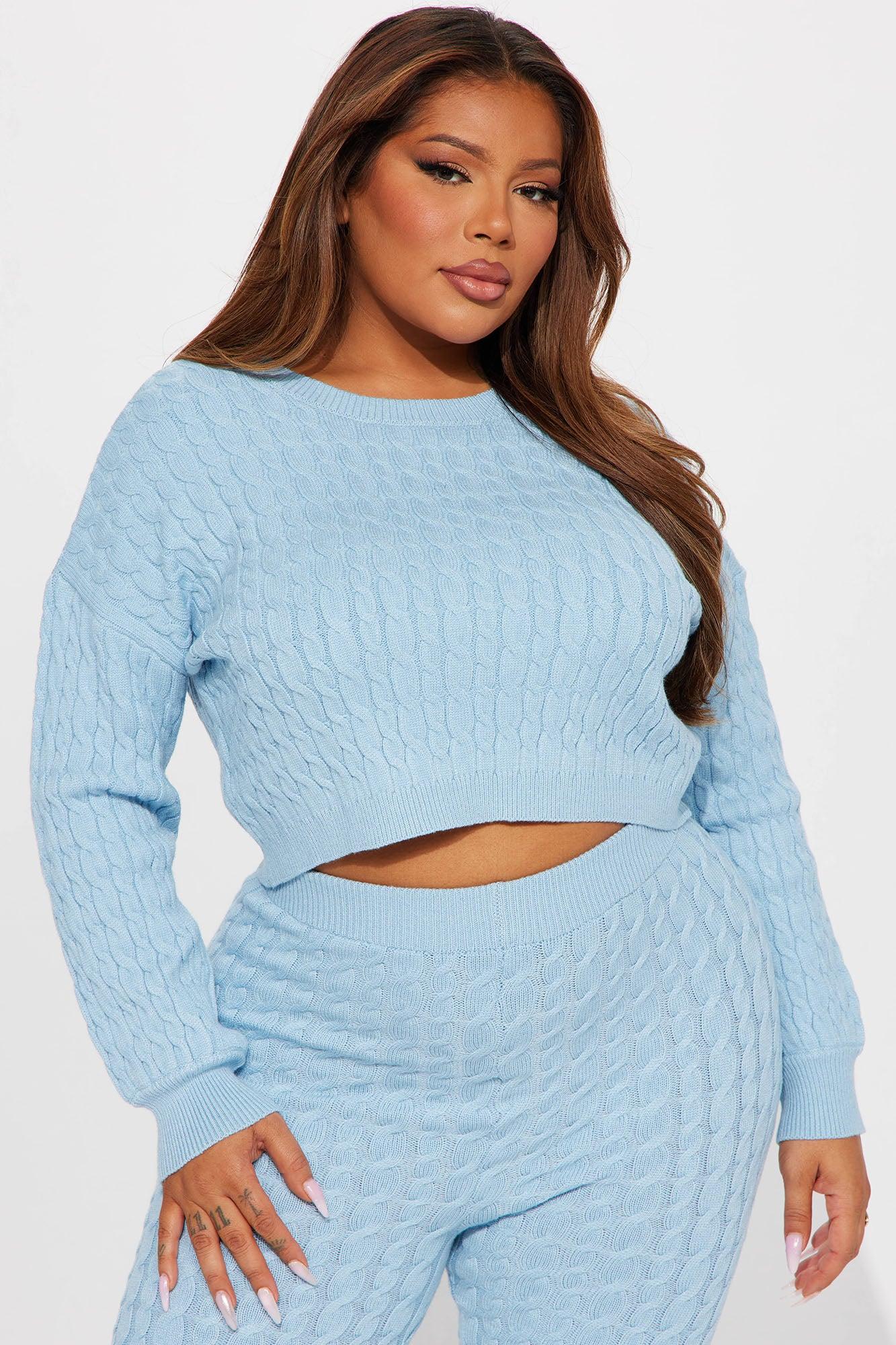 Sweater Sweetie Pant Set - Light Blue Product Image