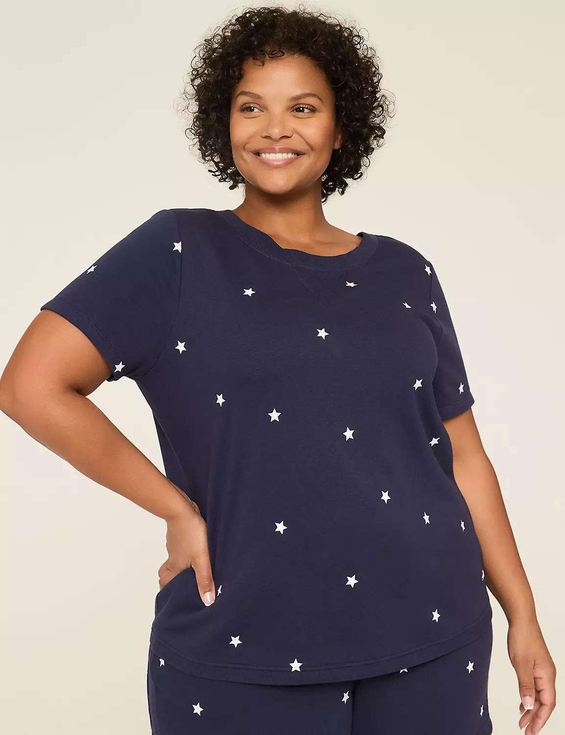 LIVI French Terry Short-Sleeve Cross-Back Sweatshirt Product Image