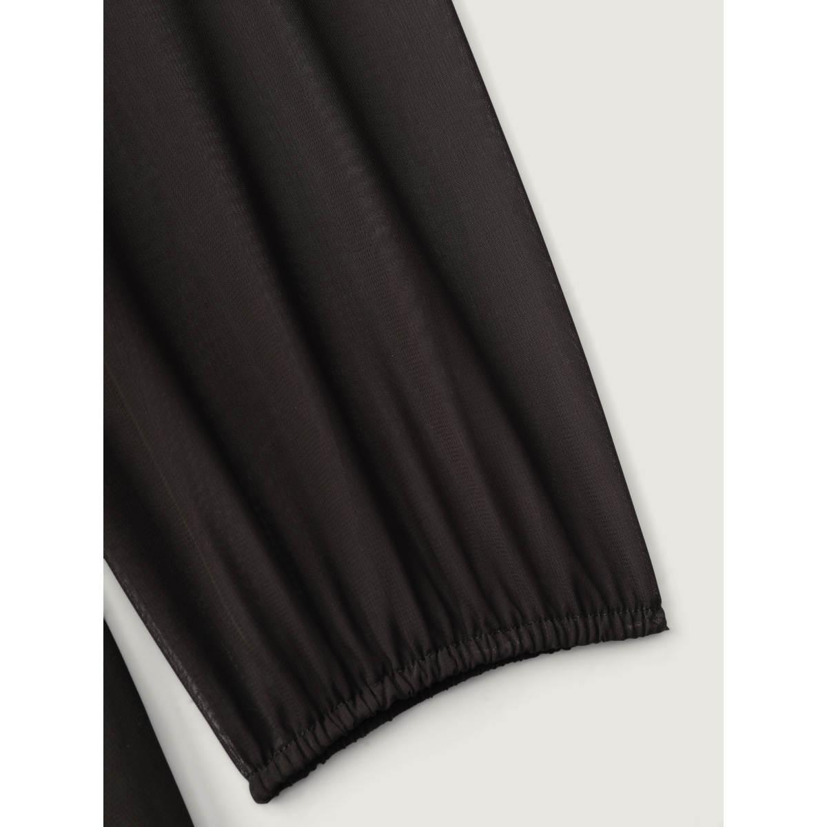 Plus Size Tie-Dye Sheer Shirred Waist Midi Dress Black Women Formal Lace collar Long Sleeve Curvy BloomChic 28/5X Product Image